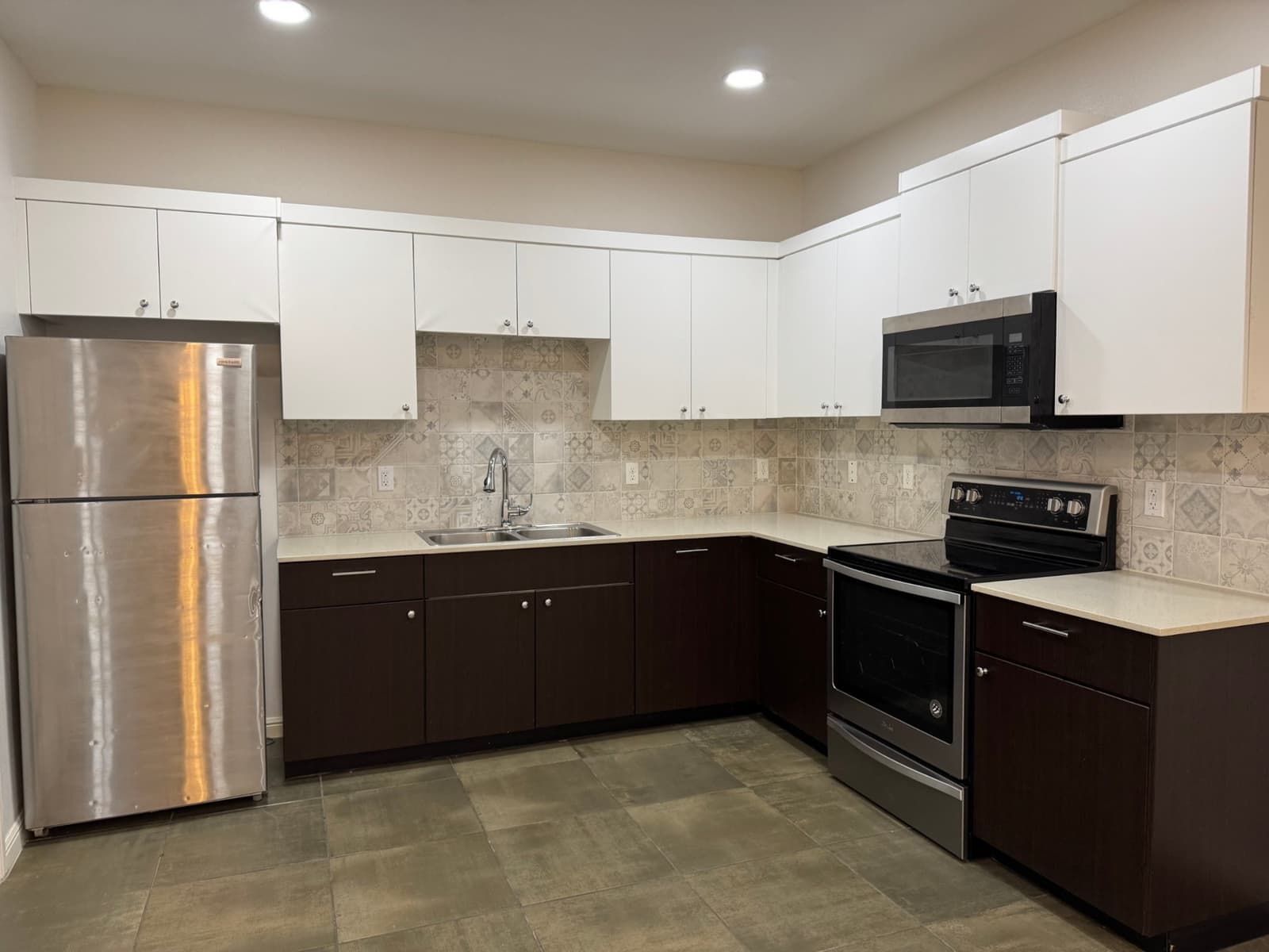 Kitchen with stainless steel appliances