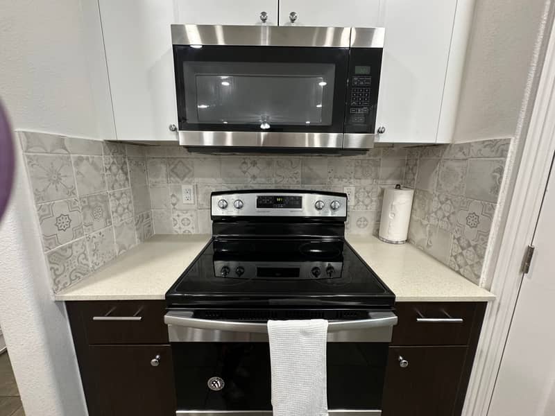 Stainless steel range and microwave
